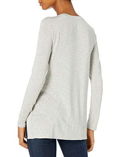 Daily Ritual Long-Sleeve Tunic Sweater with Side Slits Fashion-t-Shirts, Gris Claro Jaspeado, US L (EU L - XL)