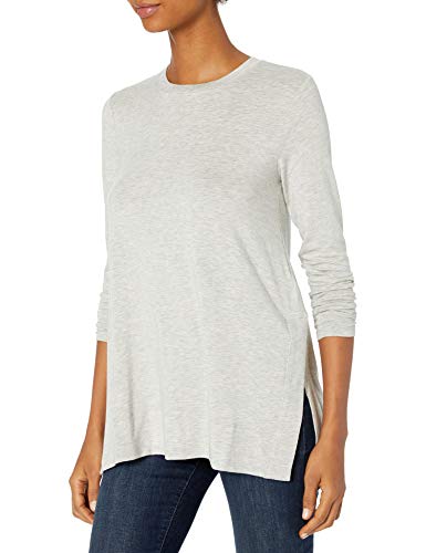Daily Ritual Long-Sleeve Tunic Sweater with Side Slits Fashion-t-Shirts, Gris Claro Jaspeado, US L (EU L - XL)