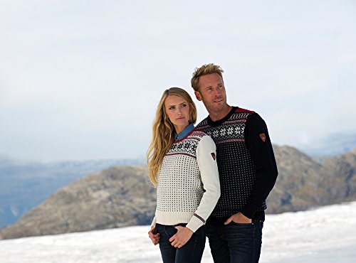 Dale of Norway - Jersey para Mujer Garmisch, Color Blanco Roto/Azul Marino/Frambuesa, Talla XL, 92601-A