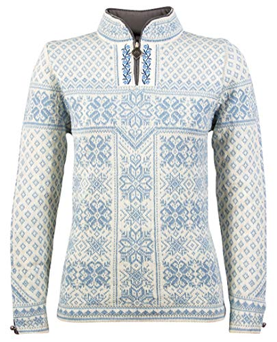 Dale of Norway - Jersey para Mujer Peace, Color Azul Hielo/Blanco Roto, Talla S, 13311-A