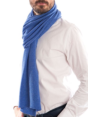 DALLE PIANE CASHMERE - Bufanda de 100% cachemira – para hombre/mujer. azul claro Talla única