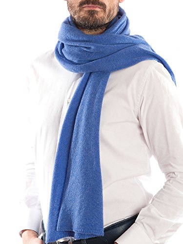 DALLE PIANE CASHMERE - Bufanda de 100% cachemira – para hombre/mujer. azul claro Talla única