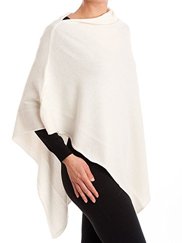 DALLE PIANE CASHMERE - Poncho Mezcla de Cachemira - Mujer, Color: Blanco, Talla única