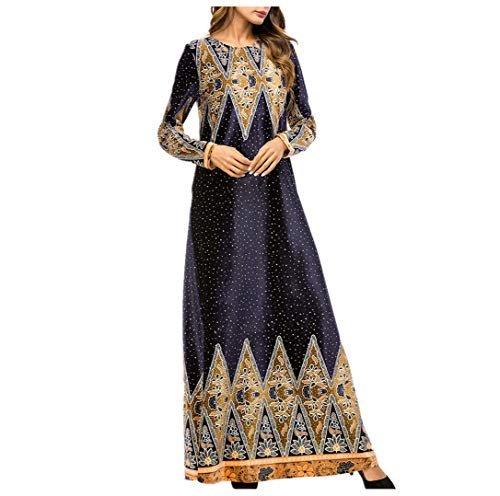 Dama Ropa Musulmana Vestidos Largos - Vestimenta de Manga Completa Mujer Invierno Arabe Islámico Ramadán Prenda de Vestir 4XL