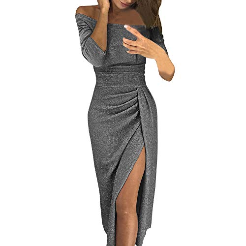 Damas Moda Bolso Cadera Cuello Abierto Vestido Brillante Vestido de Cristal Vestido de Noche Vestido de Noche Fiesta Fiesta sin Tirantes Sexy Elegante riou