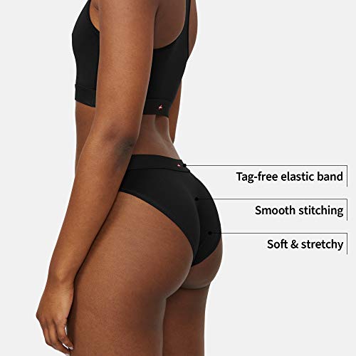 DANISH ENDURANCE Braguita Estilo Bikini Slip de Algodón Orgánico, Pack de 3, Negro, Gris, Azul (Negro, Medium)