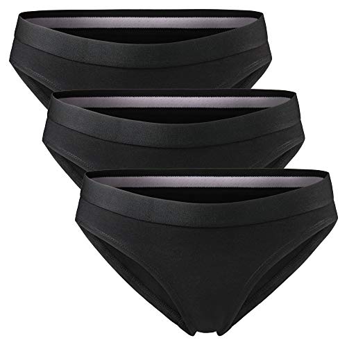 DANISH ENDURANCE Braguita Estilo Bikini Slip de Algodón Orgánico, Pack de 3, Negro, Gris, Azul (Negro, Medium)