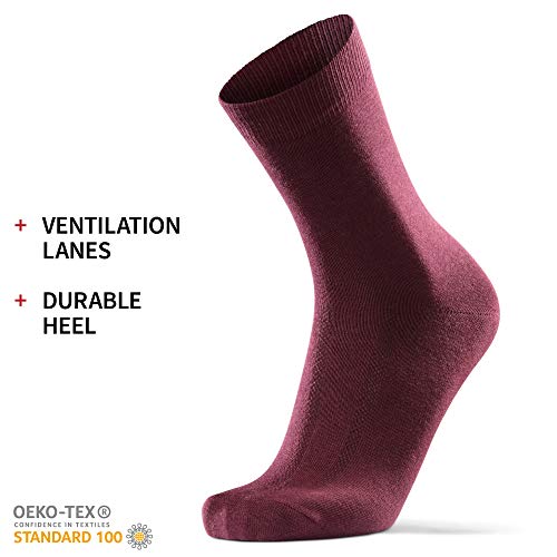 DANISH ENDURANCE Calcetines de Algodón, para Hombre y Mujer, Calcetines Clásicos de Vestir, Cómodos, Transpirables, para el Uso Diario, Negro, Gris, Rojo, Pack de 3 (Rojo, EU 43-47)