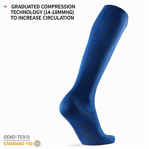 DANISH ENDURANCE Calcetines de Compresión de Algodón Orgánico Pack de 1 (Azul, EU 35-38 // UK 3-6)