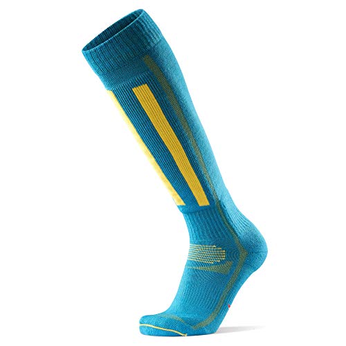 DANISH ENDURANCE Calcetines Térmicos de Esquí de Lana Merino 1 Par (Azul/Amarillo, EU 35-38)