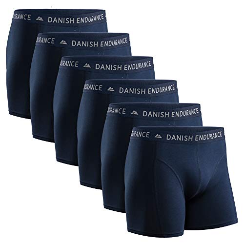 DANISH ENDURANCE Calzoncillos Bóxers de Algodón para Hombre, Ropa Interior, Elásticos, Ultrasuaves, Pack de 6 (Azul Marino, L)