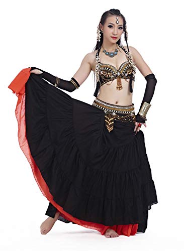Danza del Vientre Traje Árabe Traje Tribal De Poliéster Cinturón Tribal Sujetador Ropa Femenina Desempeño Nacional (Color : Black Gold, Size : M)