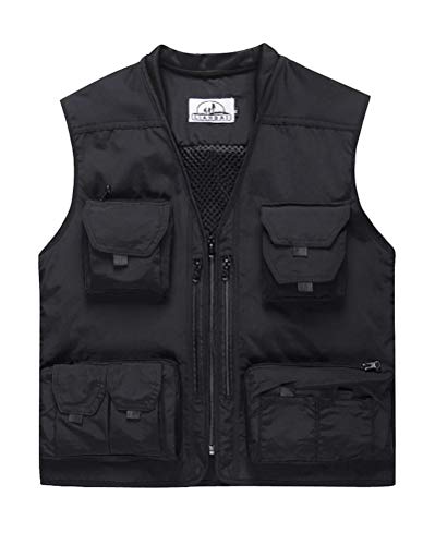 Daoba Chaleco de Pesca Sin Mangas con Malla Respirable Multi-Bolsillos Chaleco para Hombres para Fotografía Caza