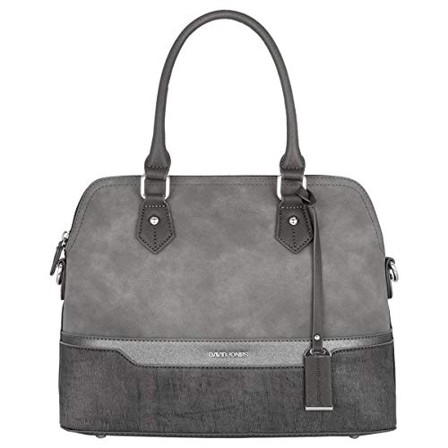 David Jones - Bolso de Mano Bugatti Mujer - Bolso Bandolera Hombro Cuero PU - Tote Mensajero Señora Multicolor Rayas PU - Shopper Mediano Bolera Piel - Satchel Moda Trabajo Diario Vida - Gris Oscuro