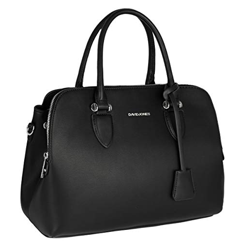 David Jones - Bolso de Mano Bugatti Mujer - Señora Tote Bag Cuero Genuino PU - Bolso de Hombro Bandolera Múltiples Bolsillos Cremallera - Shopper Asas Piel Trabajo Diario Elegante Moda - Negro