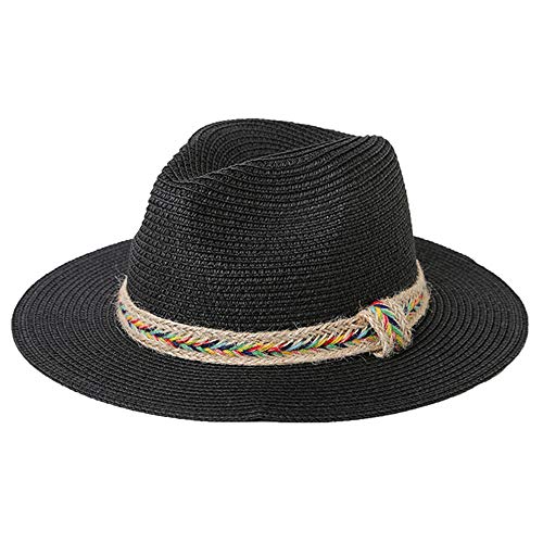 DAZHE Hermoso Sombrero for el Sol, 2018 Nuevo Sombrero for el Sol de Vaquero for Mujeres con Gorra de Playa de Verano Color Twine (Color : Black, Size : 56-58cm)