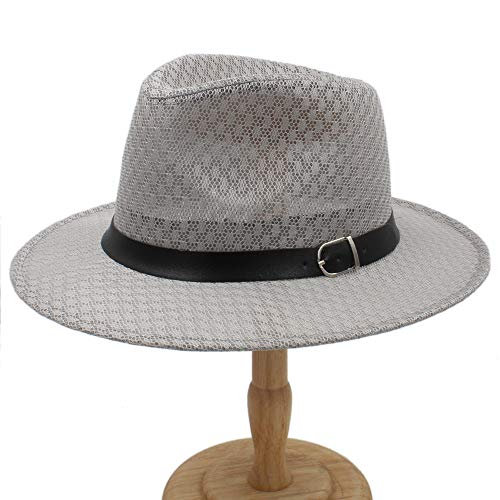 DAZHE Hermoso Sombrero for el Sol, Sombrero de Verano for Mujer, Sombrero de Panamá Unisex 2018, Gorro de Paja de Playa, Sombrero de Playa de mar (Color : Gray, Size : 56-58cm)