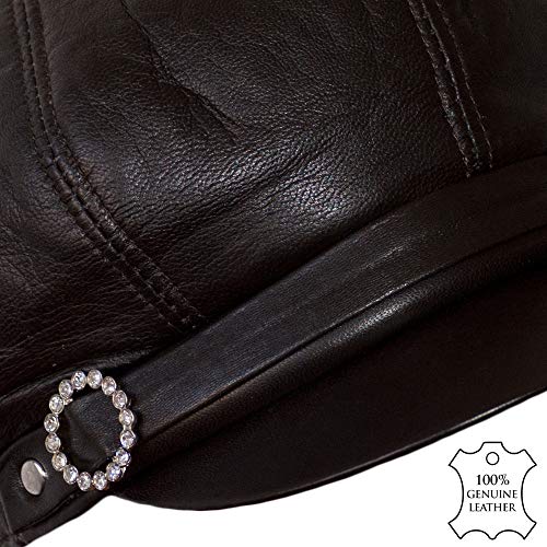 Dazoriginal Baker Boy Mujer Boina Cuero Gorra Negra Piel Gatsby Beret Sombrero