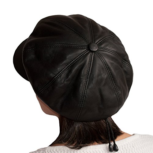 Dazoriginal Baker Boy Mujer Boina Cuero Gorra Negra Piel Gatsby Beret Sombrero