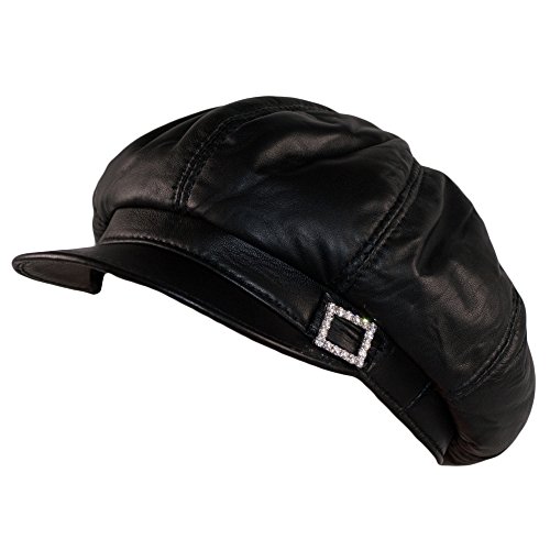 Dazoriginal Baker Boy Mujer Boina Cuero Gorra Negra Piel Gatsby Beret Sombrero