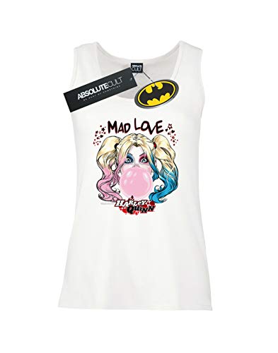DC Comics Mujer Harley Quinn Mad Love Camiseta Sin Mangas Blanco XX-Large