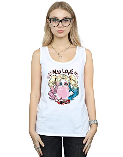 DC Comics Mujer Harley Quinn Mad Love Camiseta Sin Mangas Blanco XX-Large