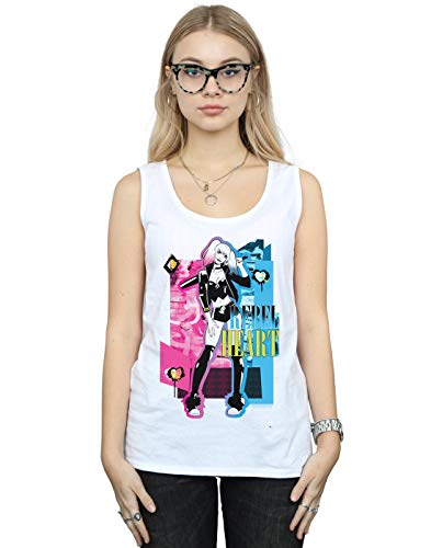 DC Comics Mujer Harley Quinn Rebel Heart Camiseta Sin Mangas Blanco X-Large