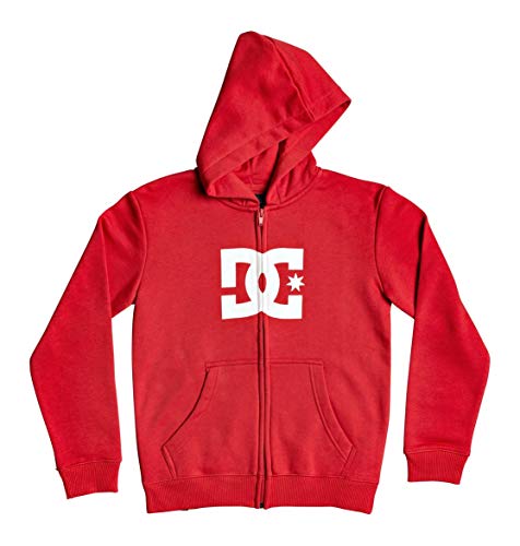 DC Shoes Star-Sudadera con Capucha Y Cremallera para Chicos, Niños, Racing Red/Snow White, 14/L