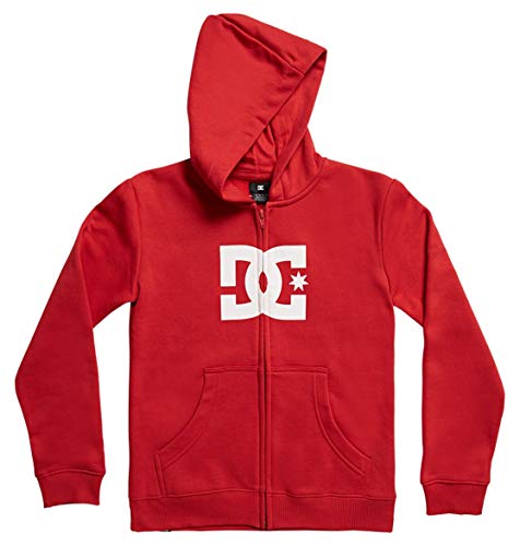 DC Shoes Star-Sudadera con Capucha Y Cremallera para Chicos, Niños, Racing Red/Snow White, 14/L