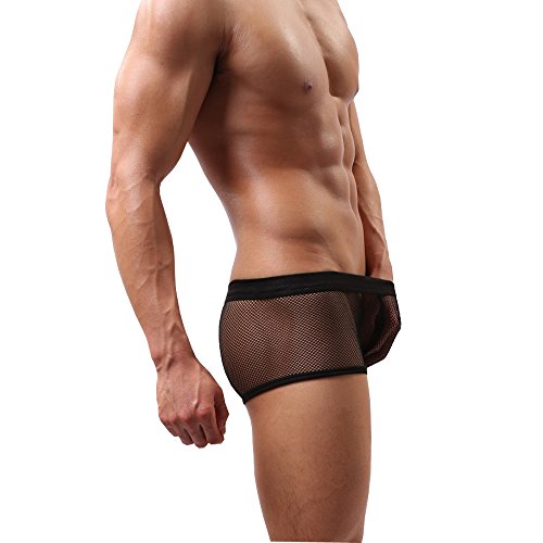 DDSCOLOUR - Calzoncillos tipo bóxer para hombre, malla transparente, ropa interior masculina negro L