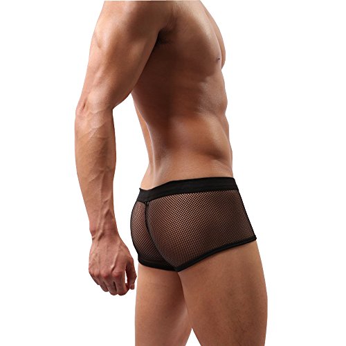 DDSCOLOUR - Calzoncillos tipo bóxer para hombre, malla transparente, ropa interior masculina negro XL