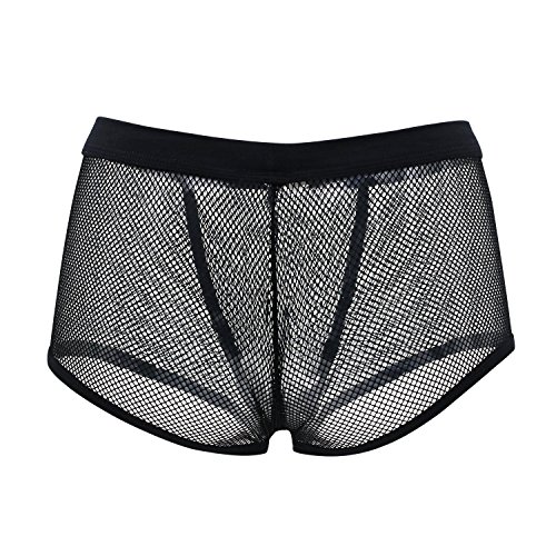 DDSCOLOUR - Calzoncillos tipo bóxer para hombre, malla transparente, ropa interior masculina negro XL