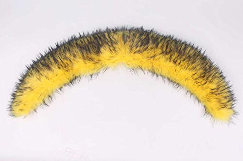 Deargles Cuello de piel sintética, cuello de piel sintética, cuello de piel sintética, bufanda de pelo de mapache, abrigo de invierno con capucha, borde de 90 x 18 cm amarillo Talla única