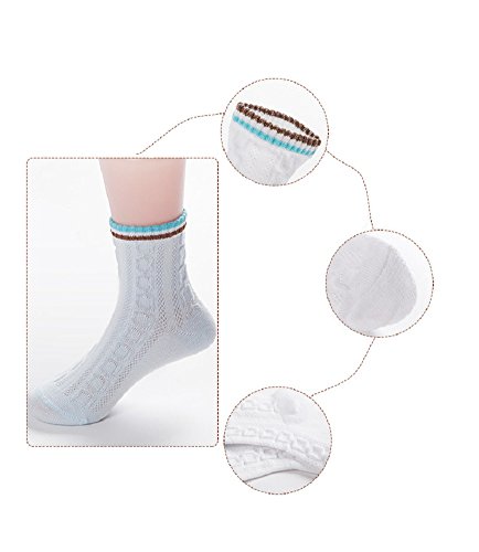 DEBAIJIA Calcetines Niñas Calcetines Finos encaje Algodón Cómodo Respirable Lindo Malla Primavera Verano 3-5 años (Pack de 5 Pares)