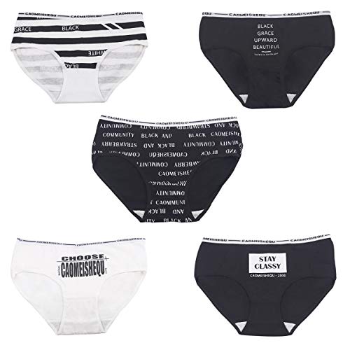 DEBAIJIA Mujer Braguitas 5 Pcs Dama Calzoncillos Femeninos Bragas Ropa Interior Elástico Algodón Transpirable Moda All Seasons Universal