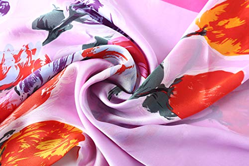 DEBAIJIA Mujeres Seda Bufanda Chales Envolturas Pañuelo Suave Bufandas 110 * 110 cm