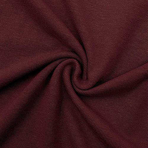 Decai Verano Camisas de Hombro Frío Blusas Tops Chaleco de Manga Corta Túnica Tops Casual Camiseta de Tirantes para Mujer Señoras Blusa Sólida Correa Suelta Columpios Vino Rojo 38-40 EU