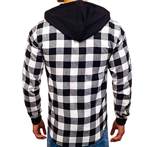 DEELIN Camisa De Manga Larga, Los Hombres De OtoñO De Invierno A Cuadros De Sudadera con Capucha Blusa De Ropa De Camisa