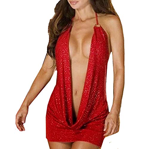 DEELIN Mujeres Moda Rojo Mono Simple Sexy LenceríA Encantadora Dormir Vestido LenceríA Peluche Pijamas Atractivo DiseñAdo Regalo para Los Amantes