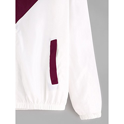 DEELIN OtoñO De La Mujer Y El Invierno De Manga Larga Patchwork Delgada Capucha Cremallera Casual Sudadera Deportiva Chaqueta (M, Rojo)