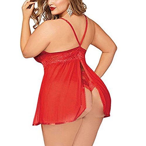DEELIN Ropa Interior De Gran TamañO De Las Mujeres Baby Doll Pijamas Moda Sujetador De Encaje Sexy Tanga Conjunto Blanco/Negro (XL, Negro)