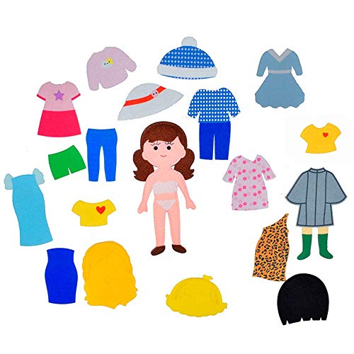 DeFieltro El Armario Amarillo de Fieltro - Armario Cambiador Muñecas - Ropero para Muñeca de Vestir con Ropa y Accesorios - Juguete Casa de Muñecas para Niñas