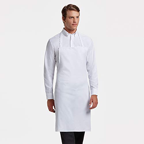 Delantal de Cocina Masterchef Adulto. Personalizado con tu Nombre Bordado. Poliester-Algodon Blanco o Negro (Blanco)