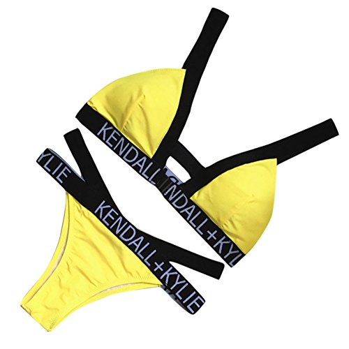 DELEY Mujeres Carta Vendaje Cintura Alta Triángulo Bikini Flores Caliente Vacaciones Verano Traje De Baño Trikini Swimwear Beachwear Tamaño M
