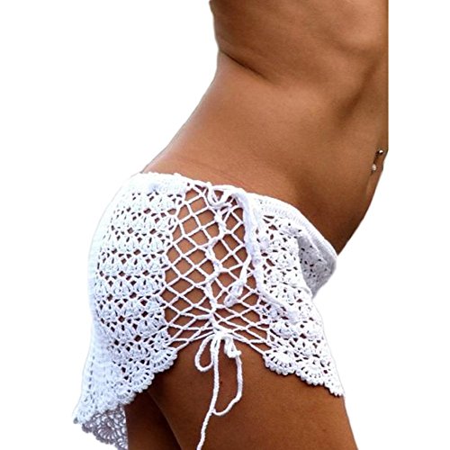 DELEY Mujeres Crochet Malla Hueco Mini Falda Corta Trajes De Baño Bikini Cubrir los Playa Verano