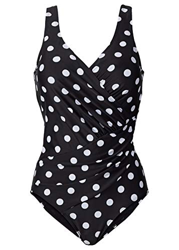 DELEY Traje de Baño de Una Pieza Acolchado Monokini para Mujer Ropa De Baño Talla Grande Bikini de Control de Abdomen Lunares Tamaño 5XL