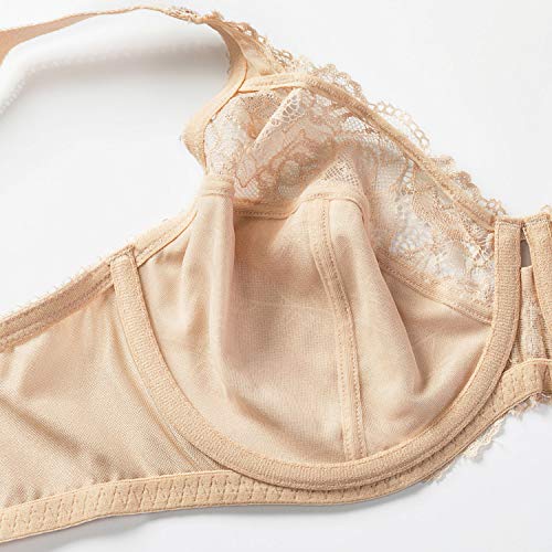 DELIMIRA - Sujetador de Copa Completa con Aros Encaje para Mujer Beige 110B