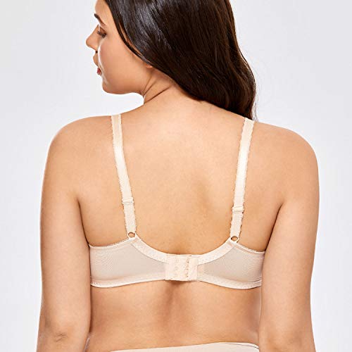 DELIMIRA - Sujetador de Copa Completa con Aros Encaje para Mujer Beige 110B