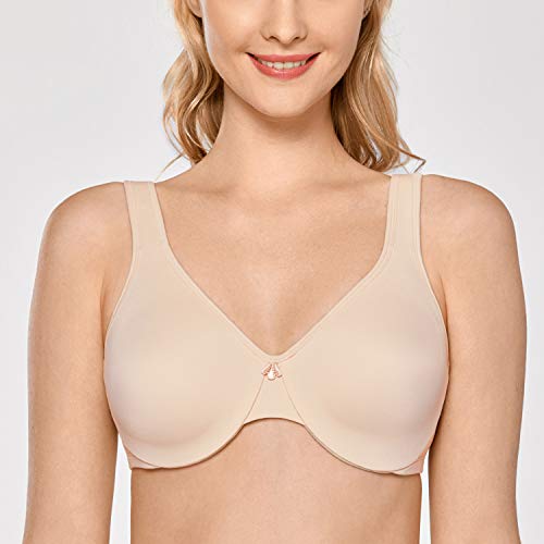 DELIMIRA - Sujetador Reductor Copa Completa con Aros Minimizador para Mujer Beige 100C