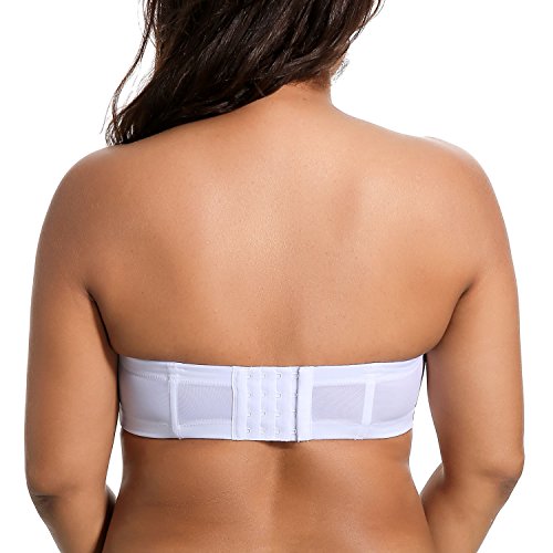 DELIMIRA - Sujetador sin Tirantes Tallas Grandes Push Up de Silicona para Mujer Blanco 100E